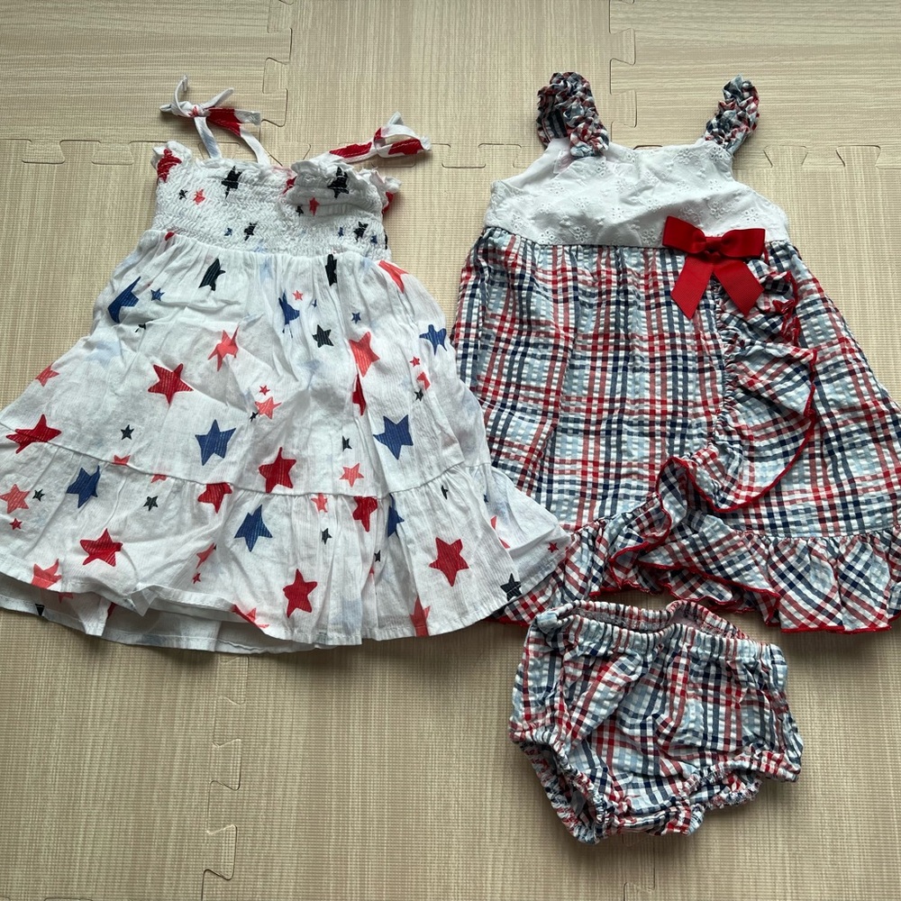 Baby girl patriotic/4th of July dresses set of 2 size 18 months